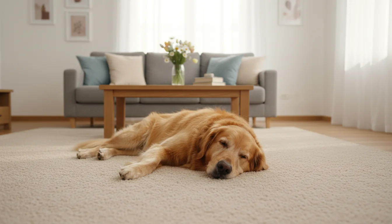 Byford Carpet Cleaning pet stains living room dog resting clean carpet hero Perth